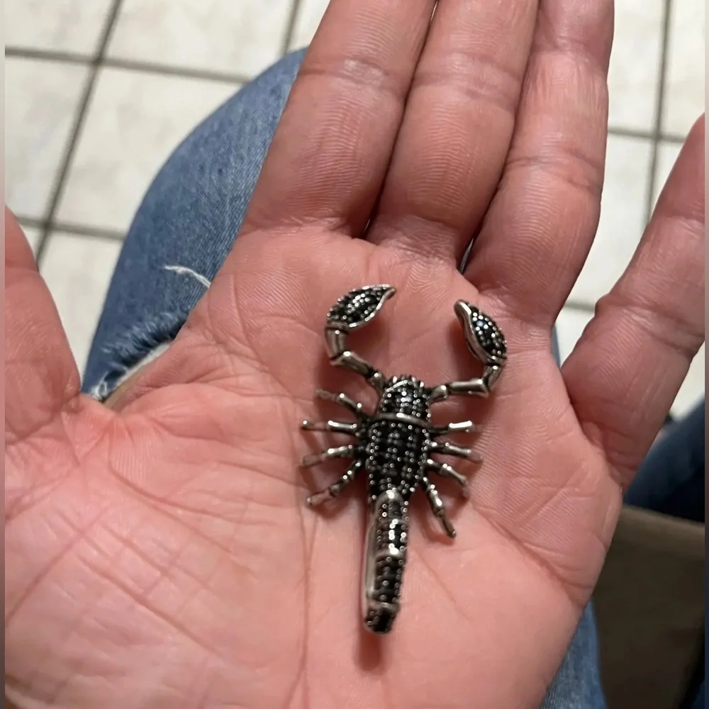 Anthro Pendant Scorpion Black Fashion Jewelry 925 Sterling Silver Rebel Men - Picture 14 of 16